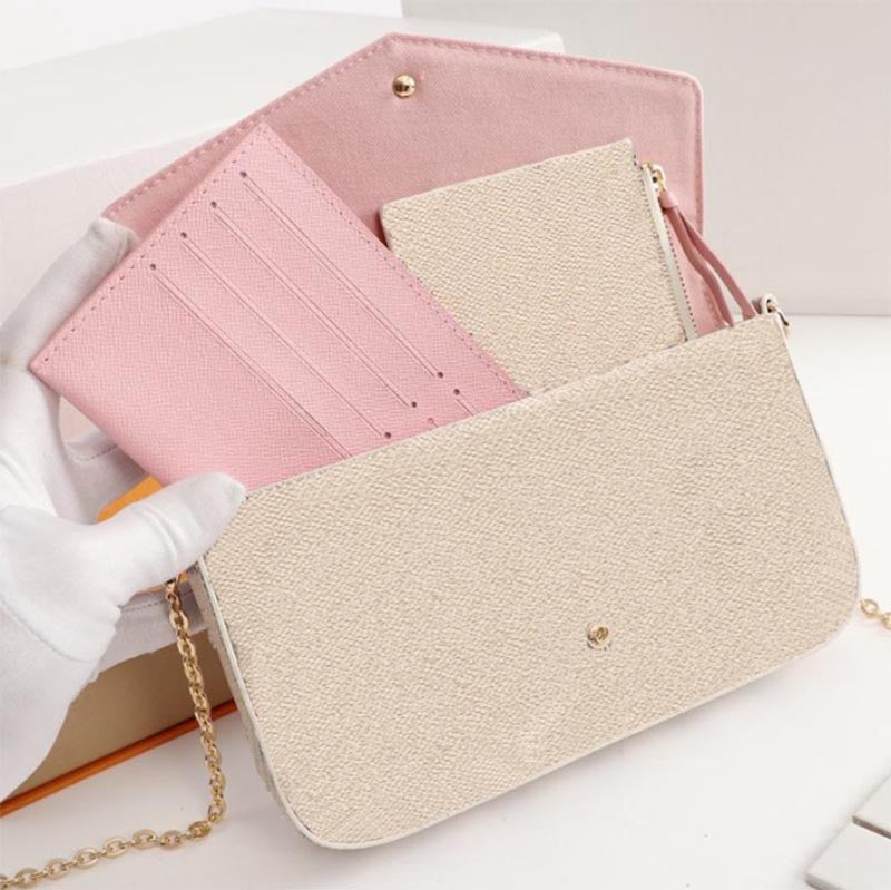 high qulity pu Mobile phone bag wallet three-piece, 2018 new three-in-one chain bag Shoulder Bags Messenger bag detachable + box #L998V