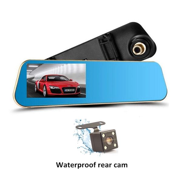 4.3&quot; Car DVR Dashcam Driving Recorder Rearview Mirror 1080P Full HD 140 Degrees G-sensor Cycle Recording Parking Monitor