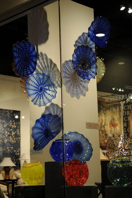 Hotel Hall Beautiful Special Design Glass Plates Wall Lamp Art Chihuly Murano Flower Light Decoration