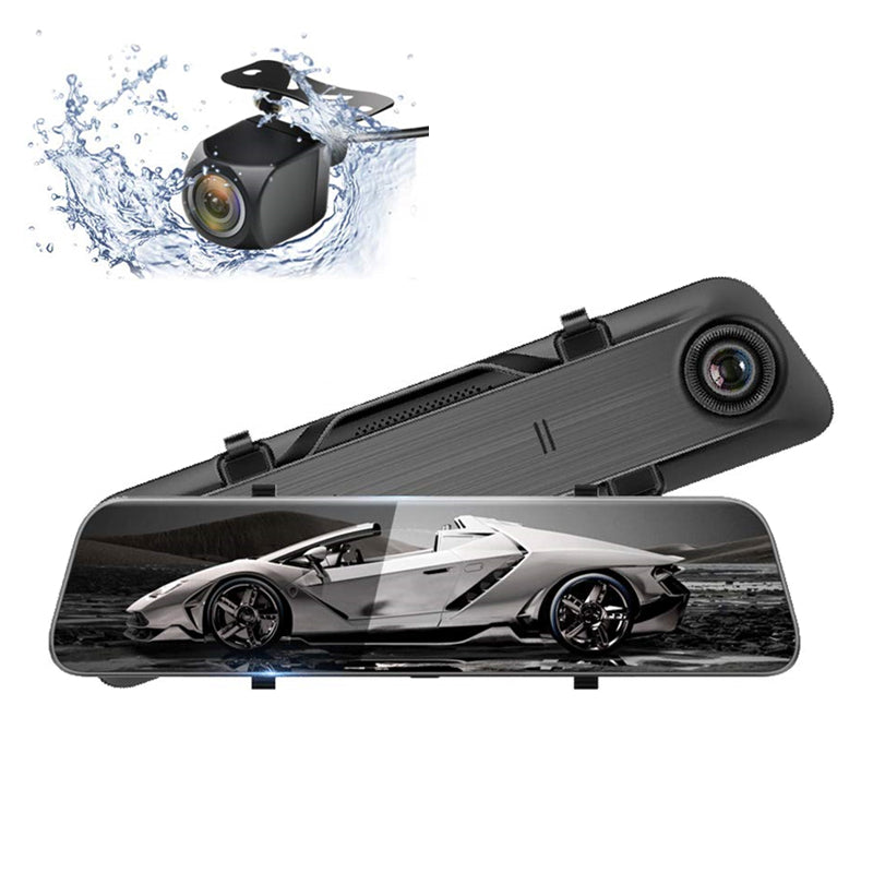 12&quot; stream media camera rear view dashcam car DVR recorder Huawei high quality chip 2K video recording 2Ch 170Â° + 140Â° wide view angle