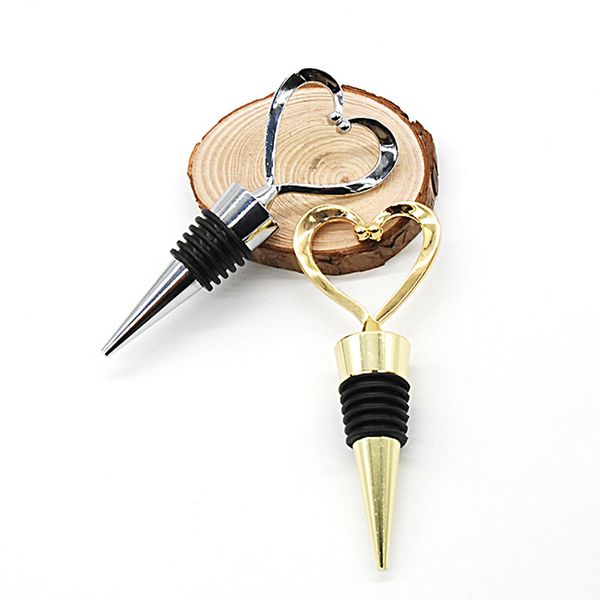 Gold Silver Color Heart Shape Bottle Stopper Red Wine Storage Twist Cap Plug Sealed Tools for Bar Accessories