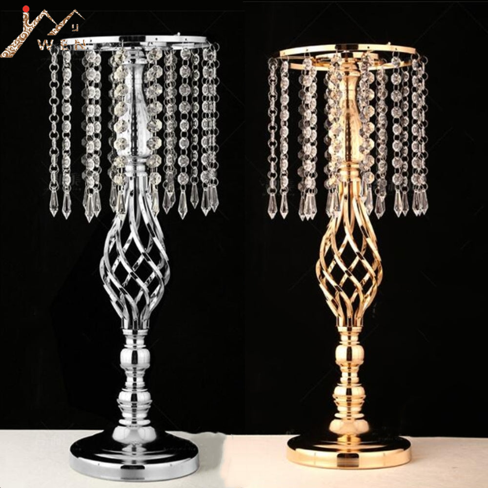 Flower Vase Twist Shape Stand Golden- Silver Wedding- Table Centerpiece For Home Christmas Road Lead Home Decor