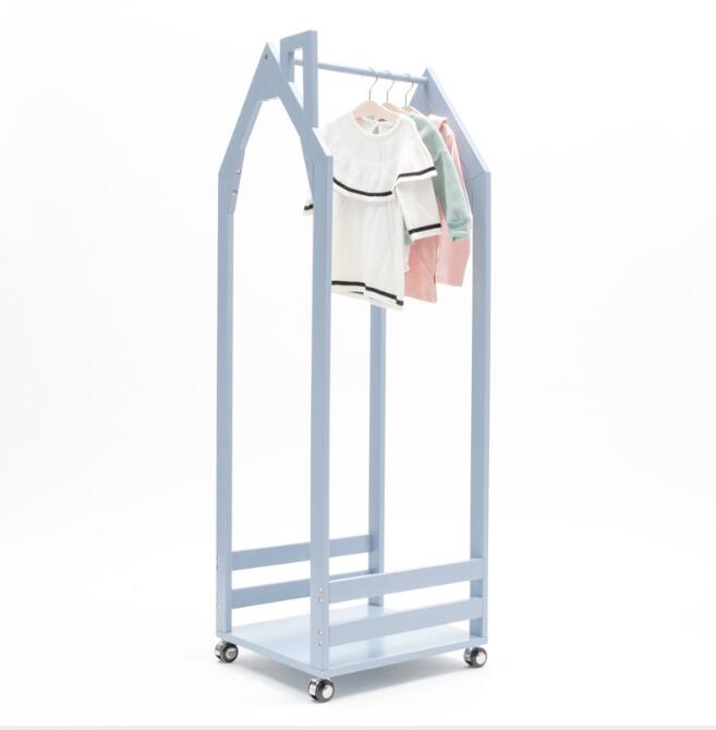 Log mobile coat hanger Children Furniture Ins small house chimney roller movable floor clothes rack children&#039;s clothing store display racks
