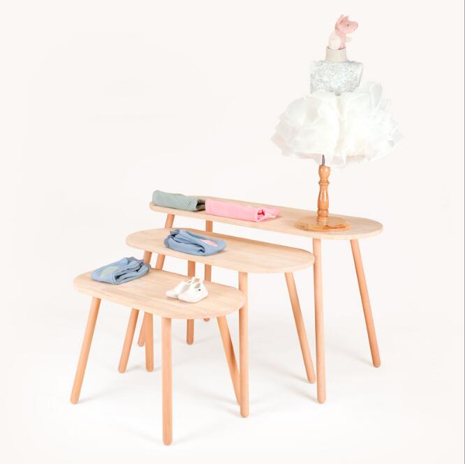 Children&#039;s wear display table Commercial Furniture landing high and low tables children clothing store shelves show storage rack