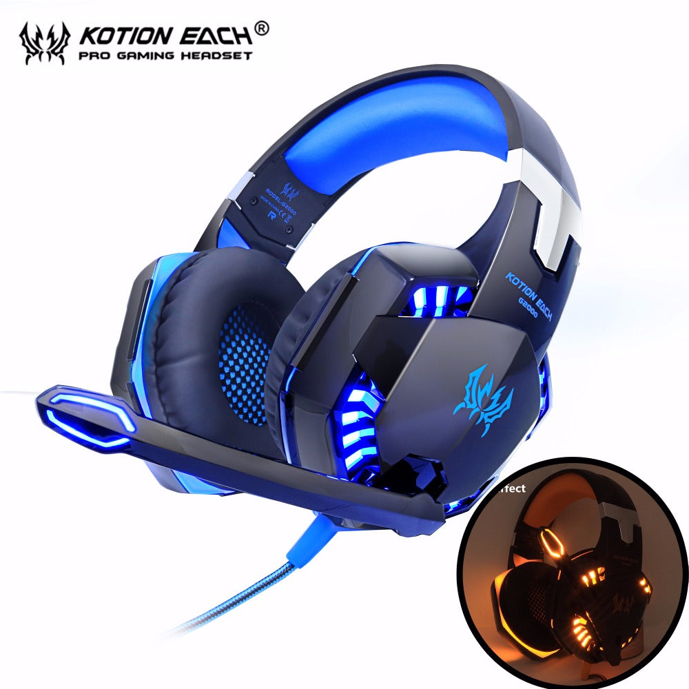 New EACH G2000 Computer Stereo Gaming Headphones Best casque Deep Bass Game Earphone Headset with Mic LED Light for PC Gamer