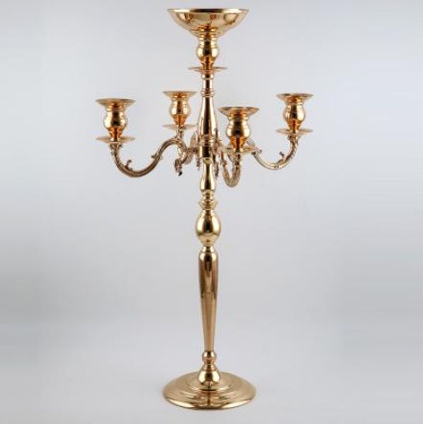 New stylegold 5-Arms Candelabrum Candle Holders Metal Candelabras Gold Finish Candlesticks Candle Holder Wedding Party Event Decor senyu0392