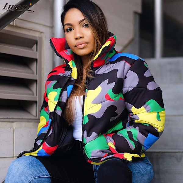 Camouflage Print Women 4Xl Plus Size Bubble Coat Oversized Puffer Jacket For Winter Fashion Parka