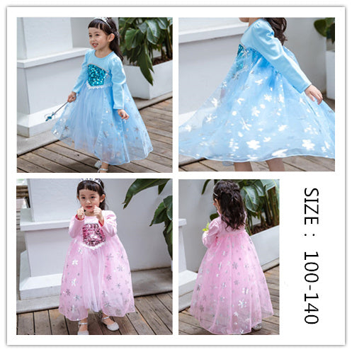 Girl Snow queen Princess Dress Baby Costume Halloween Party Cosplay Fancy Dresses Kids Sequins Skirts HHC 003
