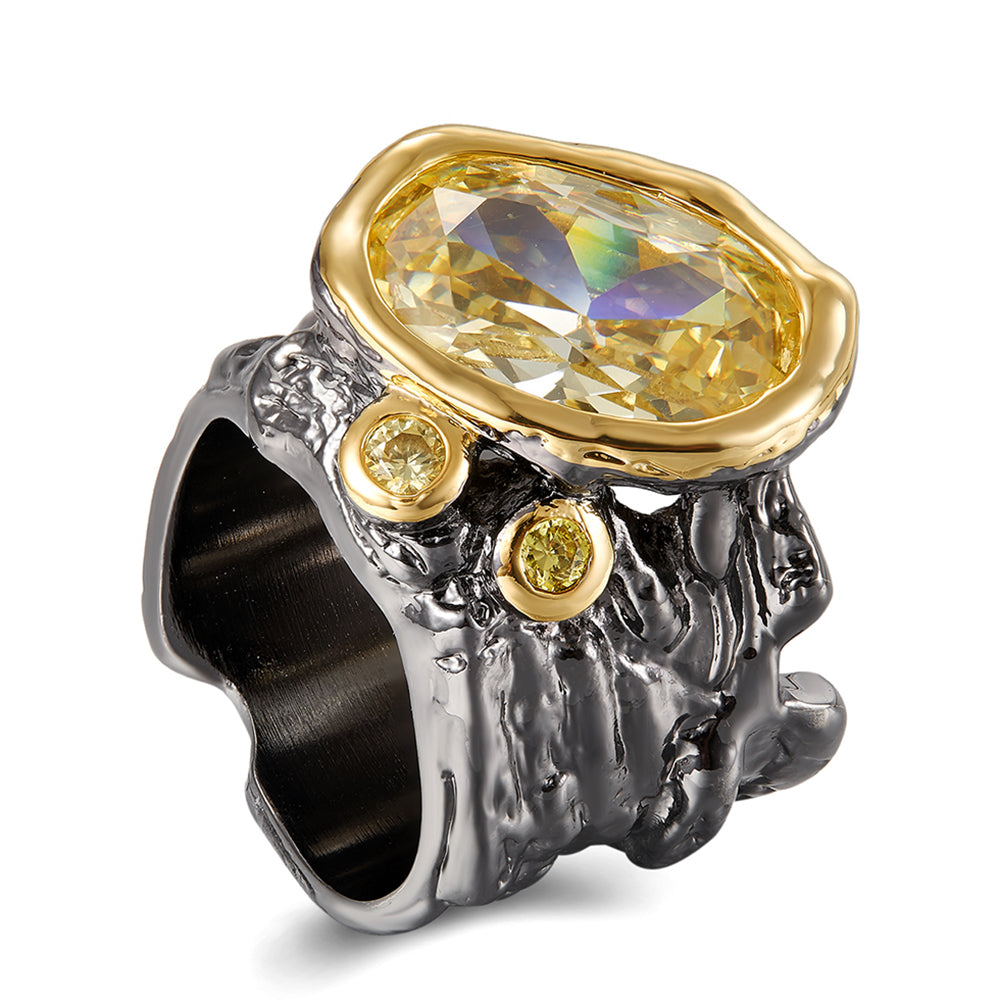 Beautiful Big Golden stone Ring New Design Jewellery for Party Jewelry Woman Big rings