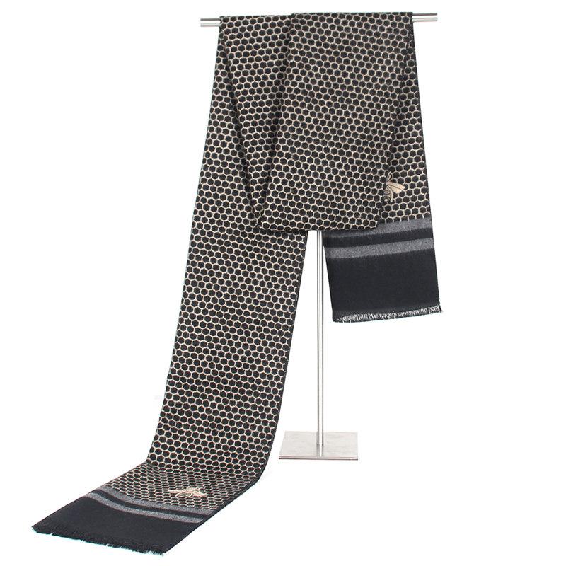 Autumn Men Fashion Scarves Honeycomb Tassel Cashmere Scarf Young People Classic Bee Winter Warm Male Shawl Wrap