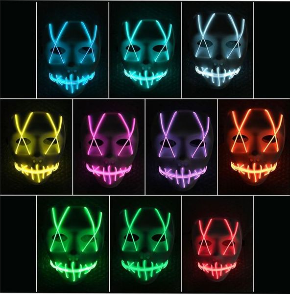 LED Light Up Funny face Mask from The Purge Election Year Great for Festival Cosplay Halloween Costume New Year Cosplay night light