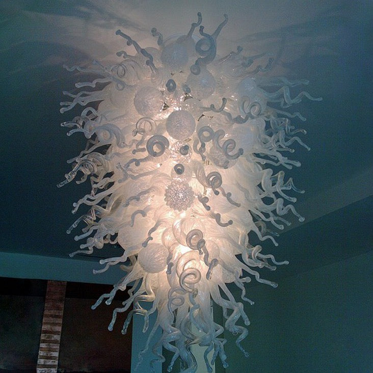 Mosaic Lamps Pendant Light LED Bulbs Luxury White Crystal Chandeliers Hand Blown Glass Ceiling Lights for Home