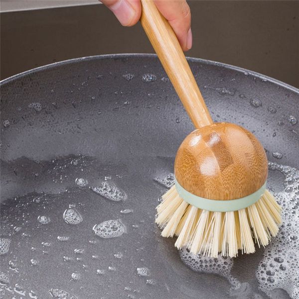 Bamboo Dish Brush Multifunction Household Kitchen Cleaning Tools Bowl Pot Brush with Bamboo Handle All-Purpose Scrub Dishwasher
