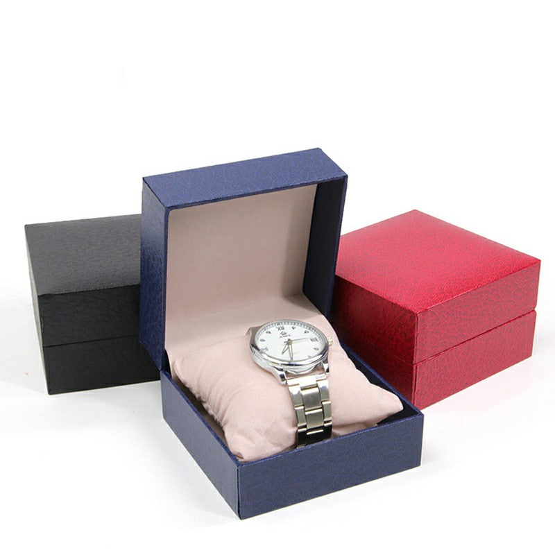 Upscale Watch Box Flip Litchi Texture Leather-Filled Paper Watch Gift Imitation Pu Leather Watch Box Personal Storage Jewelry Counter Displa