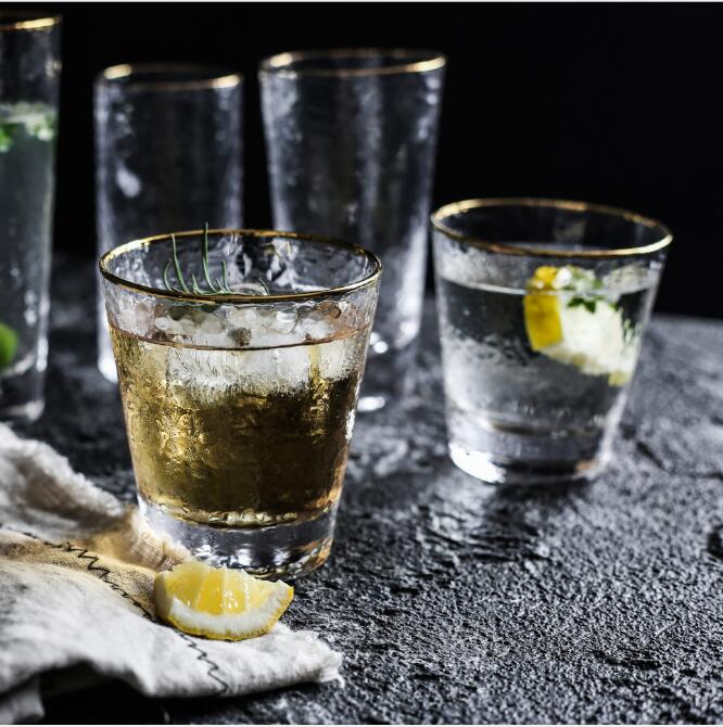 Phnom Penh glass cup creative transparent water hammer grain glass cups domestic wine glass juice cup Drinkware