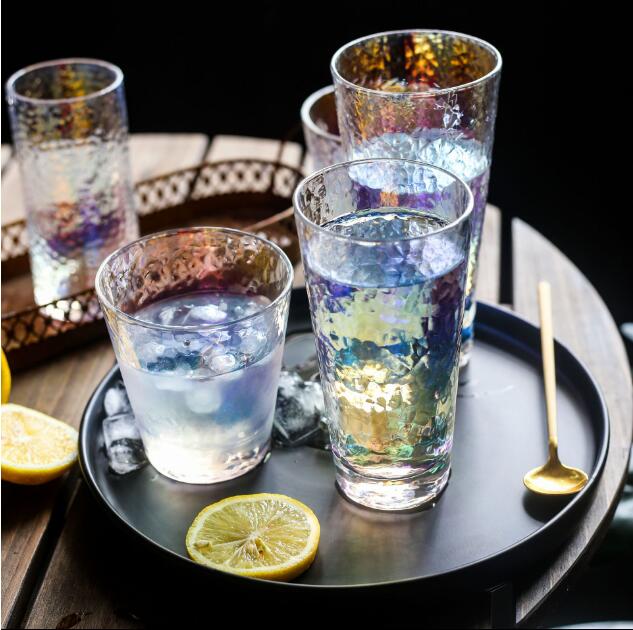 Dazzle color hammer grain glass Other Drinkware ion plating office water cup tea cups domestic wine milk Rainbow