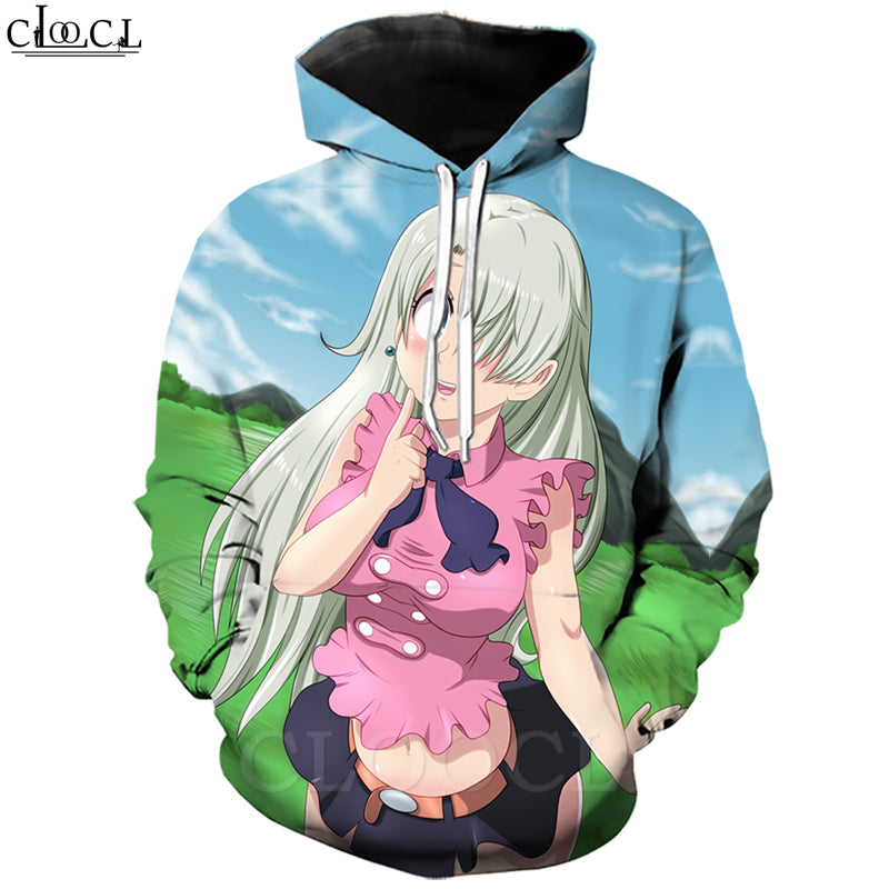 fashion anime the seven deadly sins hoodie men women 3d print elizabeth liones long sleeve sweatshirt hooded punk style coat