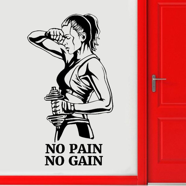 Gym Wall Decal No Pain No Gain Fitness Vinyl Sticker Motivation Art Decor Room Decoration Door E651 Y200103