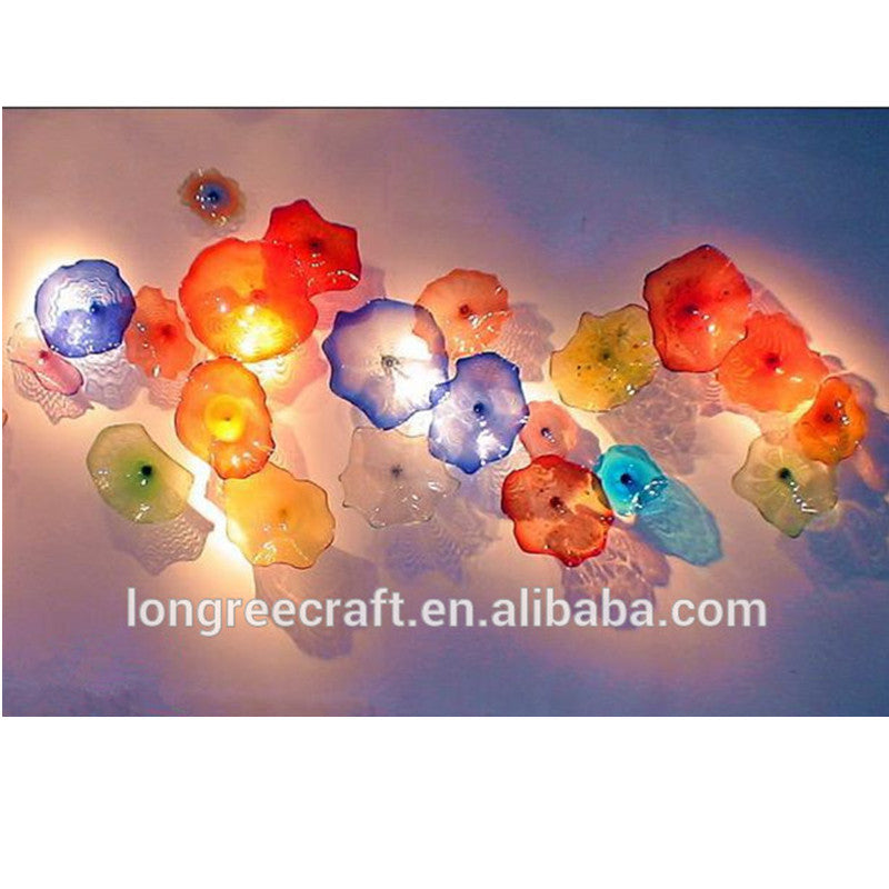 Fancy Blown Murano Glass Wall Lamps Multicolor Plates Festival Christmas Decorative Art Design