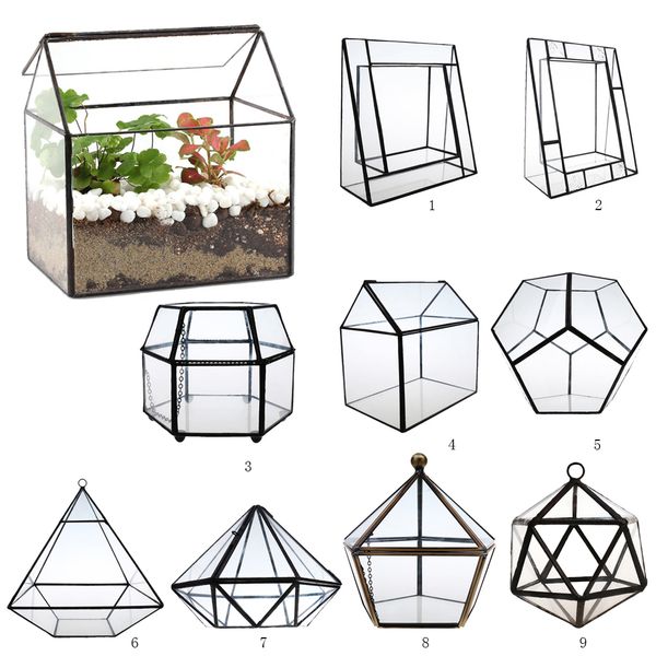 Irregular Glass Geometric Terrarium Box Tabletop Succulent Air Plant Fern Moss Pot Planter T200104