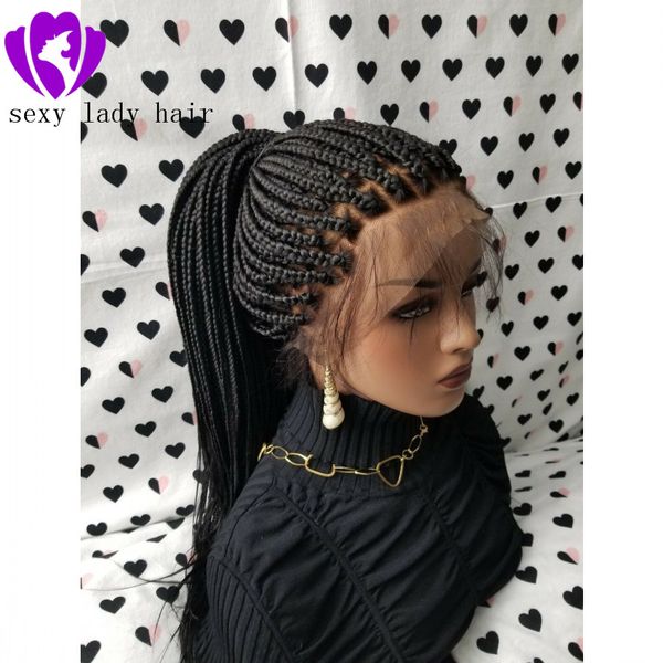 Hot Selg box Braids with Baby Hair brazilian full Lace Front Heat Resistant synthetic Braided Wig for Black Women