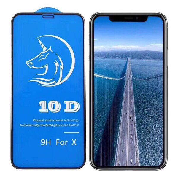 10D Full Cover Large Curved Edge Tempered Glass For iPhone 11 Pro XS MAX XR X 8 7 Screen Protector No Retail Package