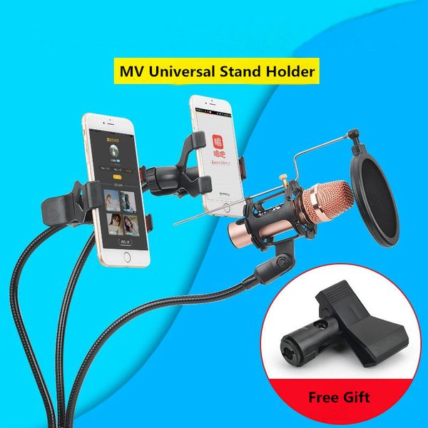Professional Microphone Stand Mount Holder with Clip for Karaoke MV Android IOS Mobile Phone Universal