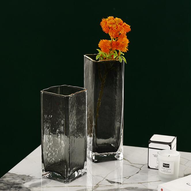 Light luxury glass vases transparent water culture modern simple European living room table decoration creativity Vase