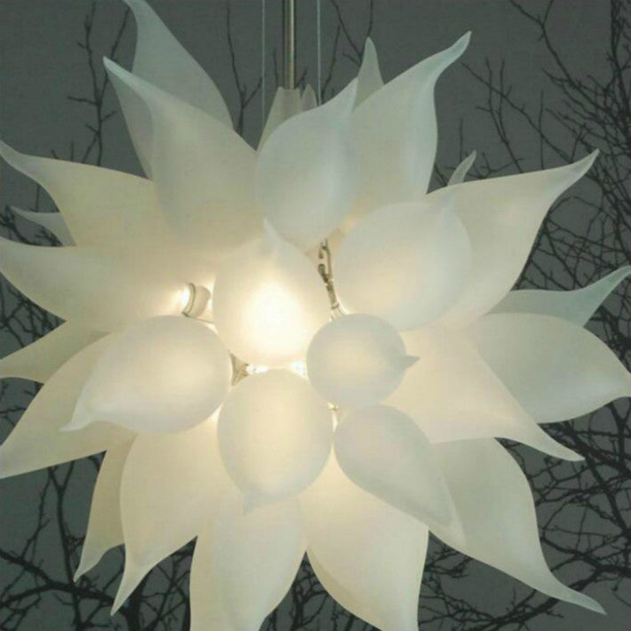 American Country Retro Blown Glass Chandelier Living Room Modern American White Frosted Glass Chandelier Hanging Pendant Lamp with LED Bulbs