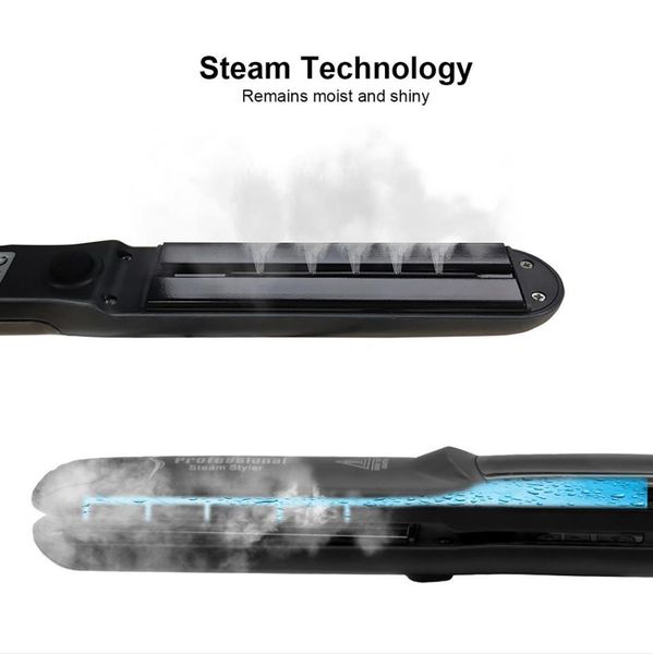 Professional Steam Straightener Ceramic Vapor Flat Seam Hair Straightening Iron Curler Steamer Haircare Styg Tool