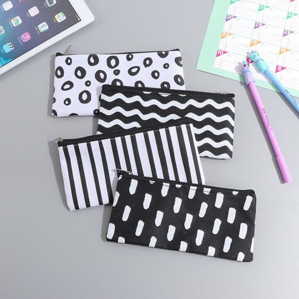 Stripe Pencil Bag Pocket School Cosmetic Make Up Pencil Pen Organizer Bag Case Pouch Office School Supplies LX1148