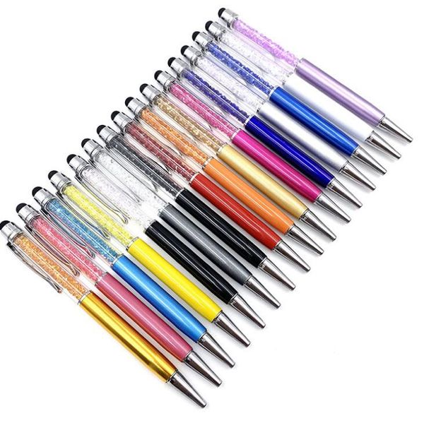 Creative 24 Color Bling Crystal Ballpoint Pen Creative Pilot Stylus Touch Pen for Writing Stationery Office School Student Gift LX1150