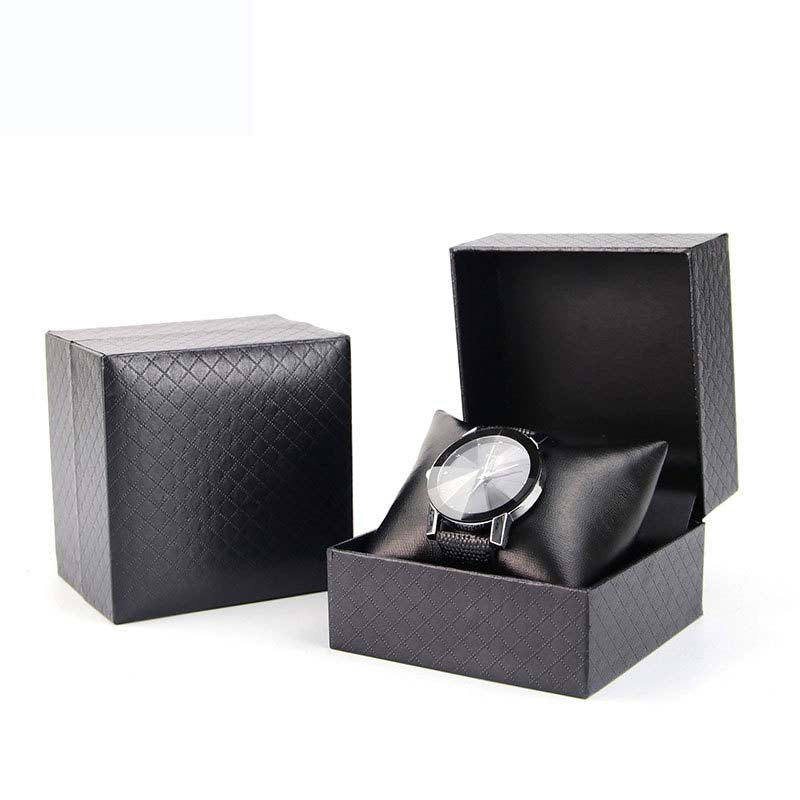 Free Shipping New Black Watch Bracelet Box Special Paper Flip Jewellery Packaging with Pillow Watch Storage Box