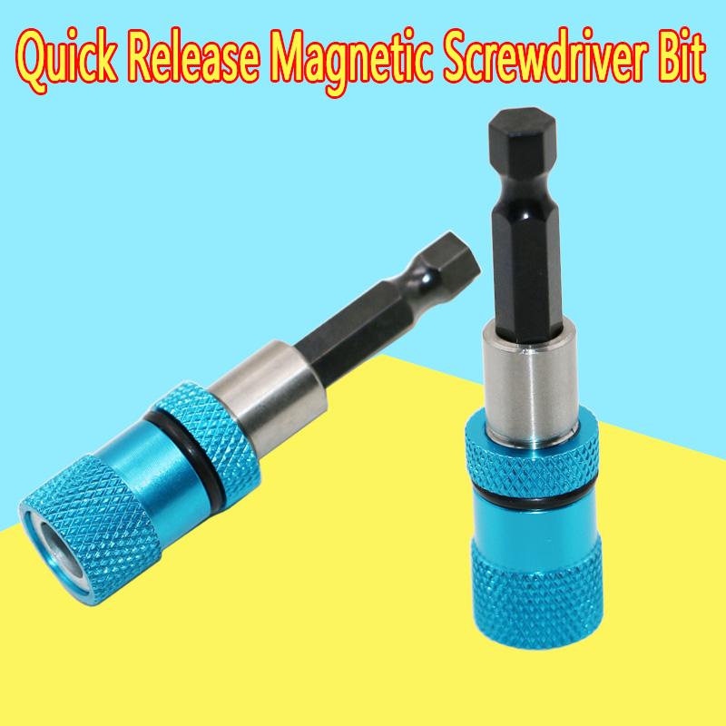 Blue 1-4 Hex Shank Electric Drill Magnetic Screwdriver Bit Holder 60mm Stainless Steel magnetism limit adjustable extension bar