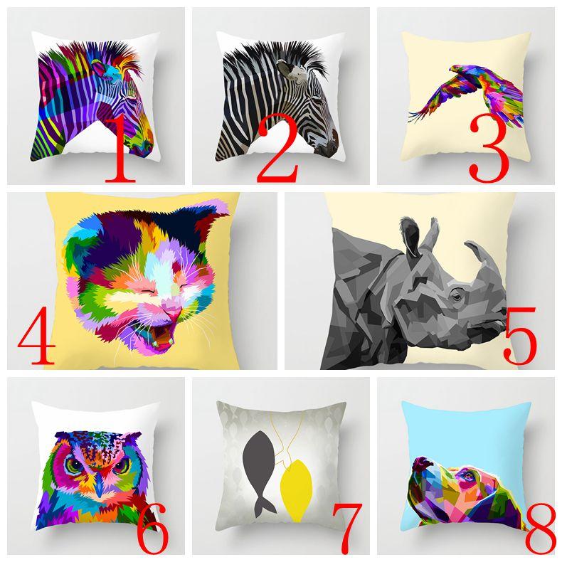 45x45cm Nordic Wind Animal Square Peach Skin Pillowcase Decorative Pillow Cushion Waist Pillow Cover Decorative Pillows Cover