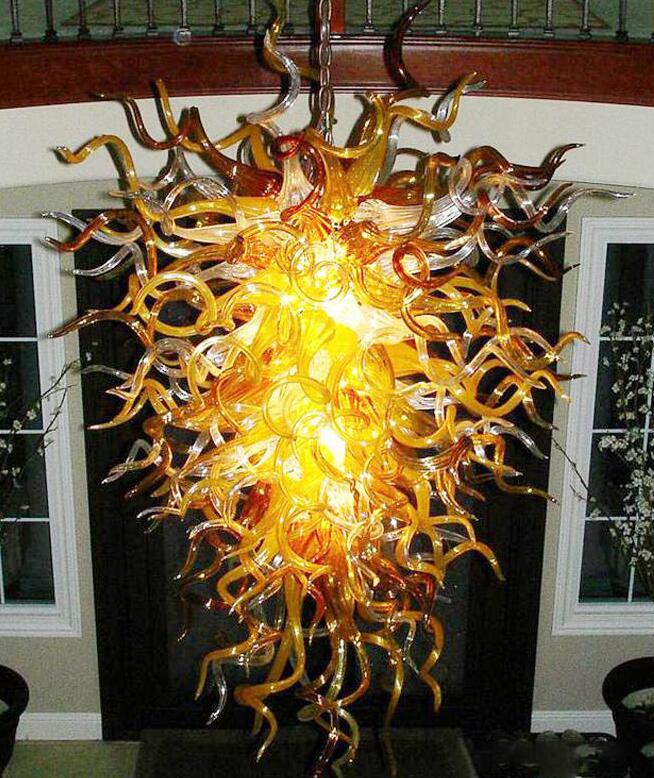 Colorful Retro Flush Mount Ceiling Lights Handmade Blown Glass Art Chandelier for Home Decoration LED Bulbs