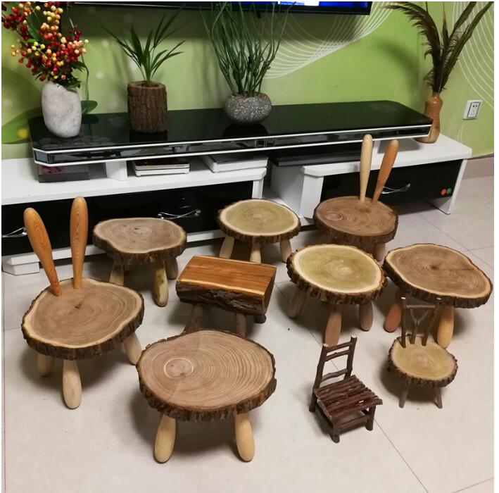 Creative wooden small bench children&#039;s Furniture solid wood shoes stool rabbit stools Zakka rural style living room decoration