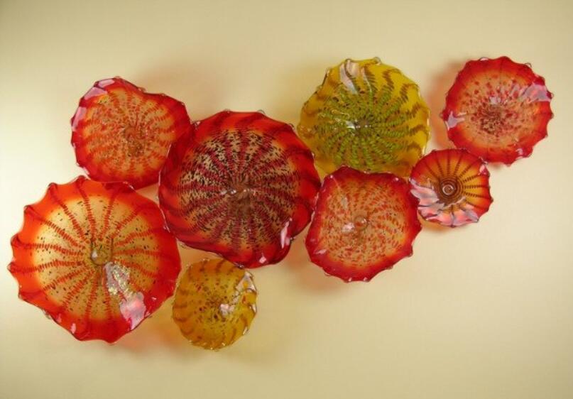 Italian Orange Wall Lamps Art for Home Decoration Modern Fixture Murano Flower Glass Hanging Plates