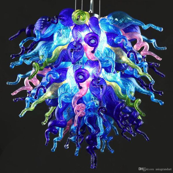 Multicolor Handmade Blown Murano Glass Chandelier Modern Art Deco Glass Ceiling Decorative Chandelier with LED Bulbs
