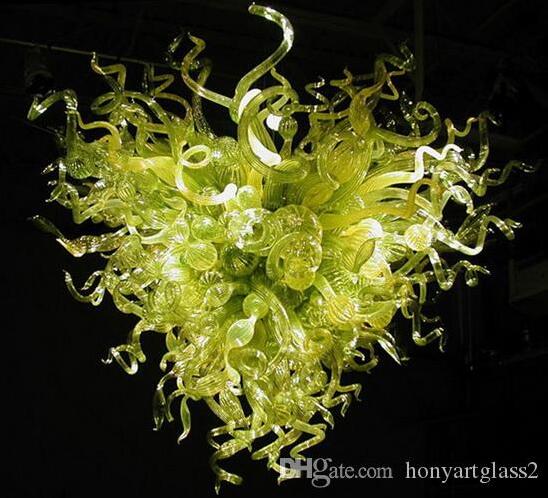 Fancy Lighting Contemporary Type Green Glass Art Chandelier Lighting Heart Shape Led Bulbs Style Murano Glass Chandelier