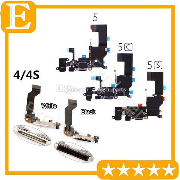 for iPhone 5 5G 5s 5c 6g 6 Plus USB Dock Connector Charger Charging Port Headphone Audio Jack Ribbon microphone Flex Cable