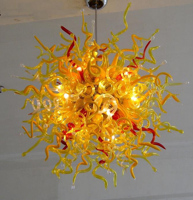 Lamps AC 110v-240v Art Ceiling Lighting Wholesale Modern Hand Blown Colored Glass Flower Chandelier with LED Bulbs
