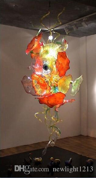 LED Light Source Murano plates Hand Blown Glass Modern Art Chandelier for Home Villa Decoration