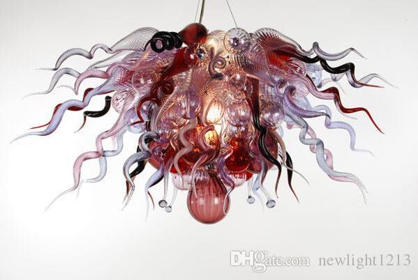 Fancy Art Glass chandelier Europe Style Handicraft Blown Glass Ceiling Decor Chandelier Lighting Wine Red Bedroom Table Top Chandelier Lamps