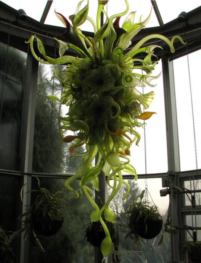 Spring Hand Blown Lamp Nepenthes Chandeliers Pendant Lamps Indoor Foliage Design Miscellaneous Chain Chandelier Lighting with LED Bulbs