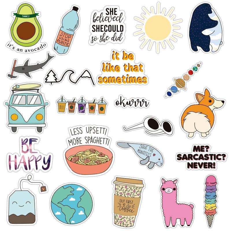 Small Fresh Sticker Suitcase Skateboard Motorcycle Trolley Suitcase Notebook Cartoon Sticker