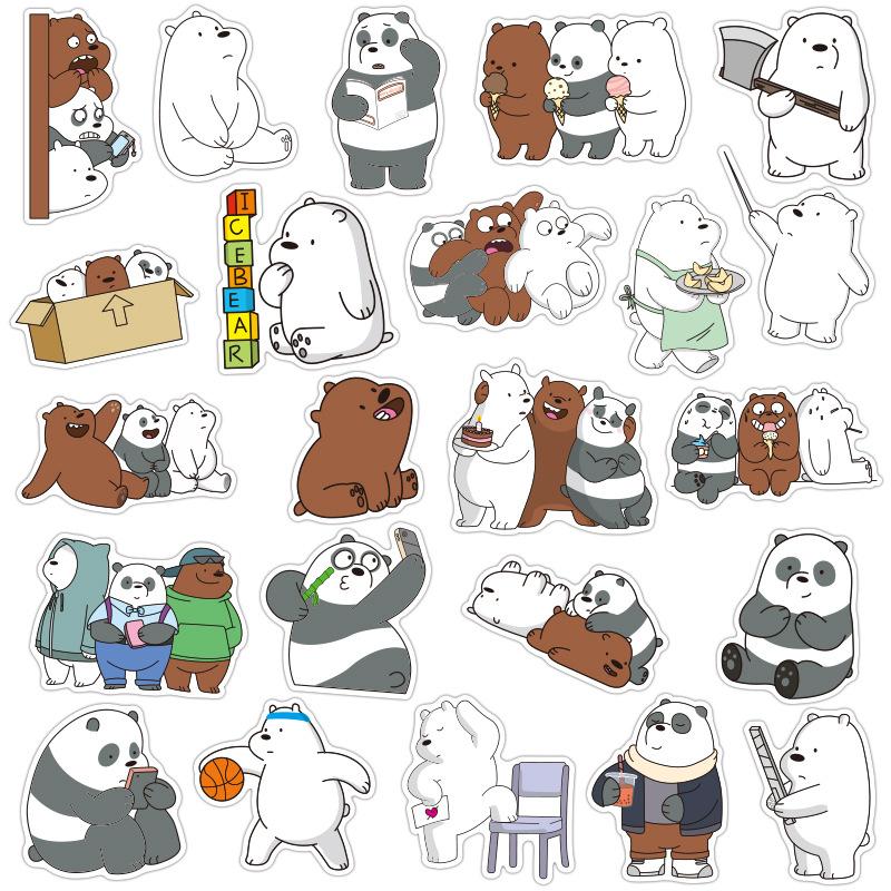 Cute Cartoon We Bare Bears Naked Bear Notebook Suitcase Skateboard Car Sticker