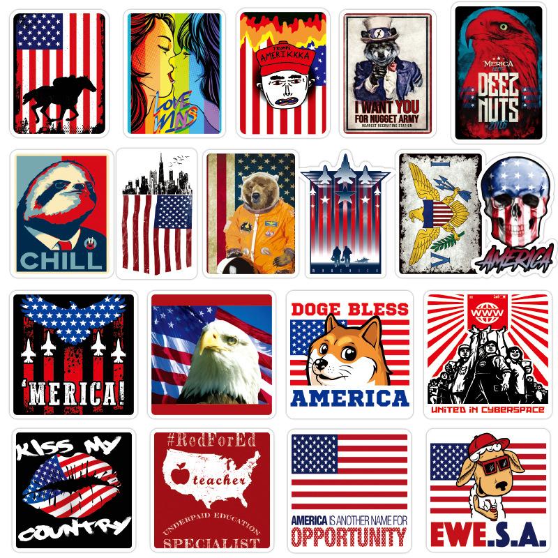 U.S. President Flag Doodle Sticker Trolley Case Laptop Refrigerator Scooter Motorcycle Personality Sticker