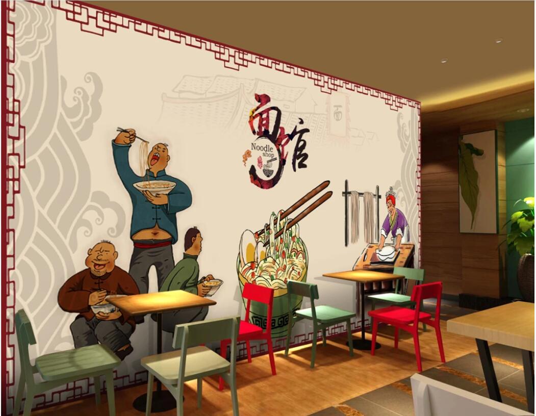 3d room wallpaper custom photo mural Ancient traditional Fried sauce noodles restaurant background wall wallpaper for walls 3 d