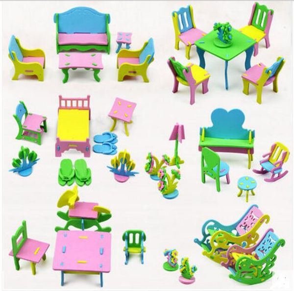 DIY Handmade 3D Furniture Model EVA Educational Toys Children Jigsaw Puzzles for Kids Wholesale